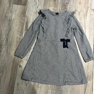 Hope and Henry size 8 navy and white houndstooth soft dress with ruffles. GUC